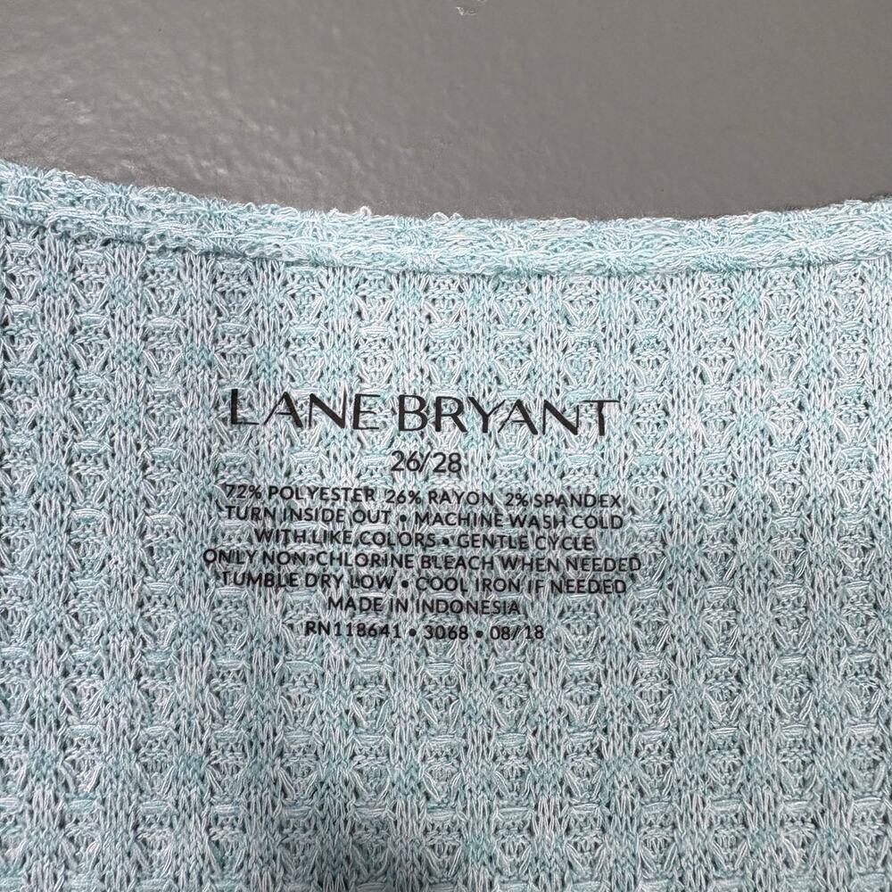 Lane Bryant Y2K Mint Waffle Knit Lace Up Top - Size 26/28 - Women's Plus Size - Picture 5 of 6